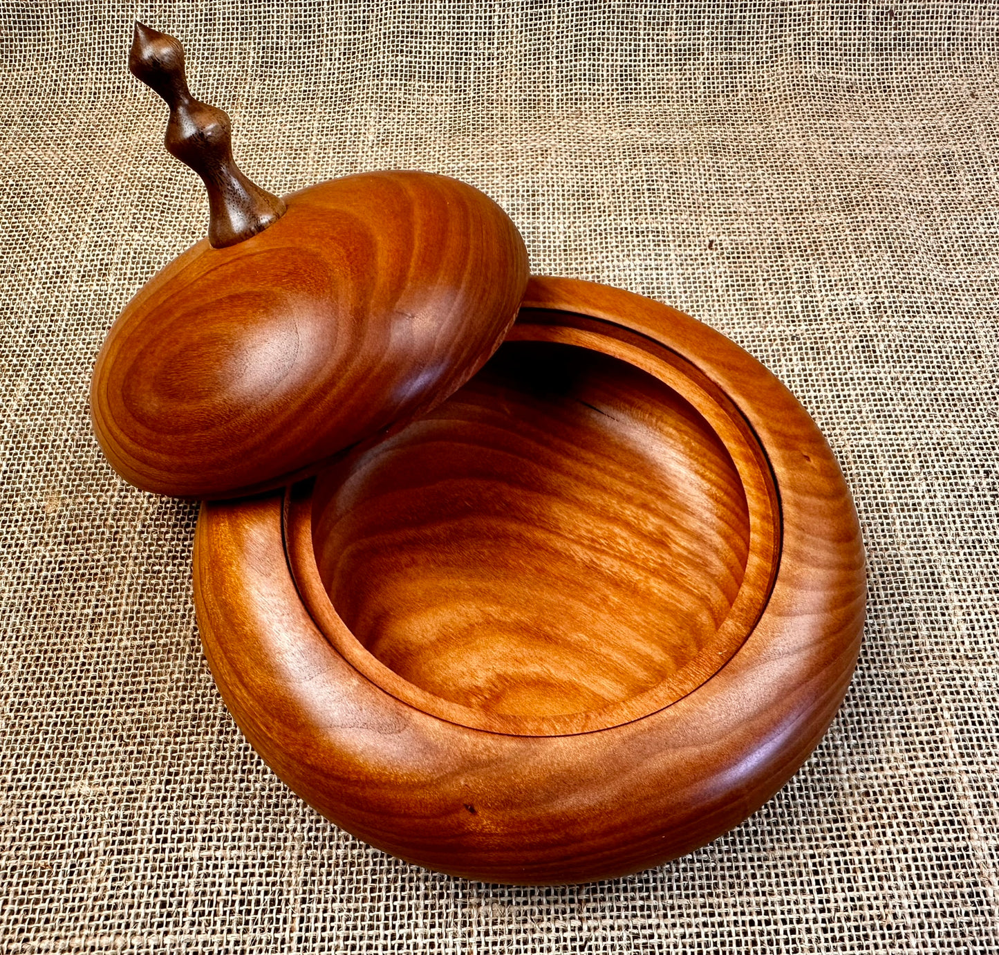 Delicate Cherry Box with Walnut Finial