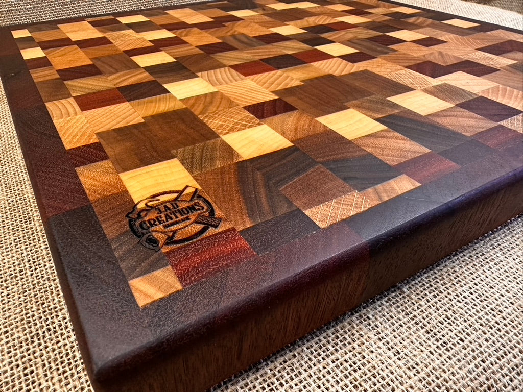 Luxury End Grain 'Chaos' Chopping Board with Jarrah Edge Border