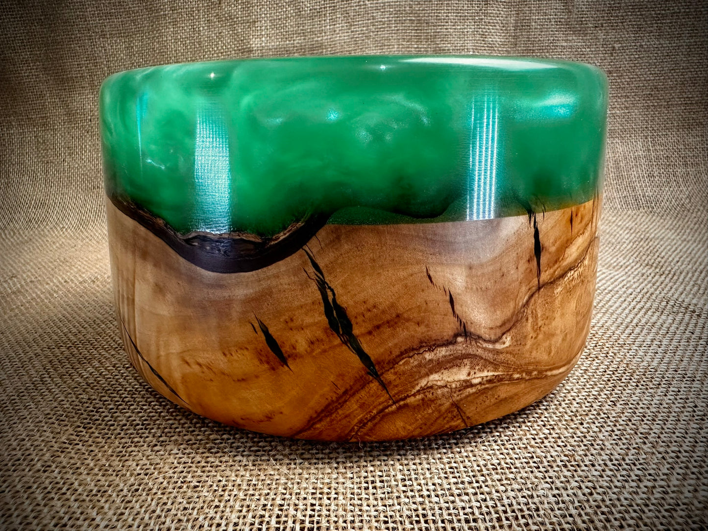 Rare Quilted West Australian Olive and Resin Bowl