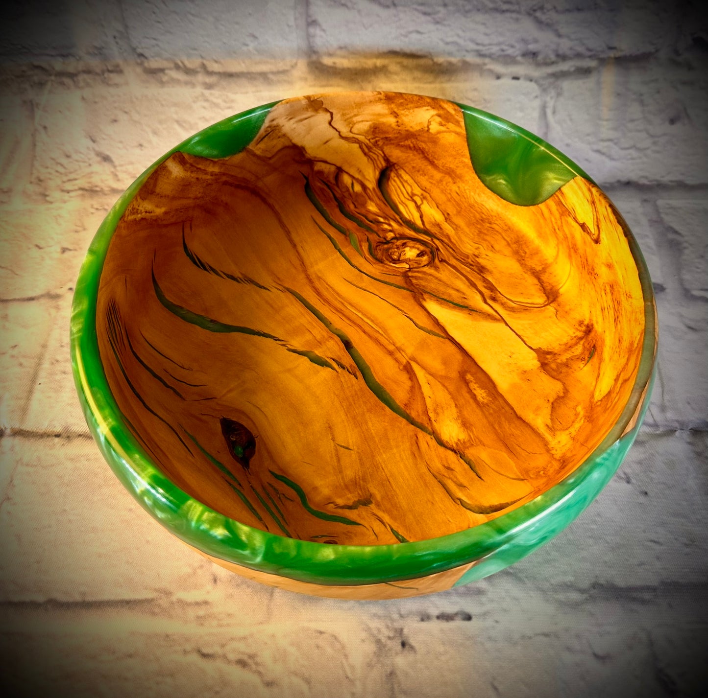 Rare Olive and Jungle Green Resin Functional Bowl
