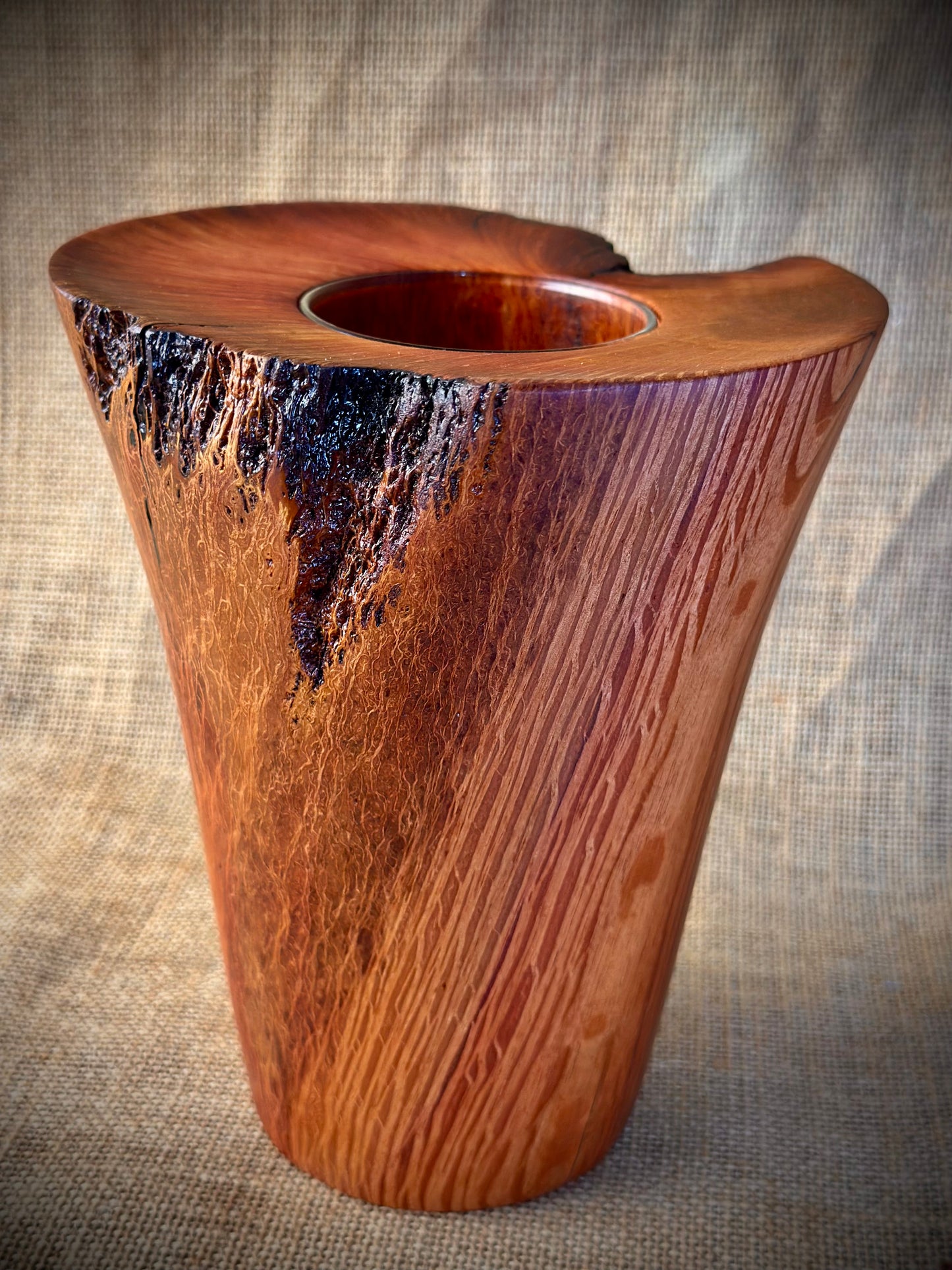 Twin Grain Lacey Sheoak Vase with Glass Insert