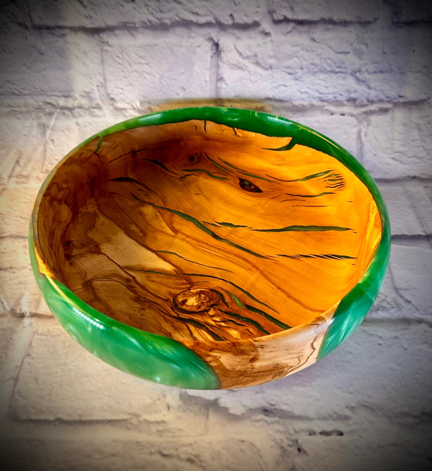 Rare Olive and Jungle Green Resin Functional Bowl