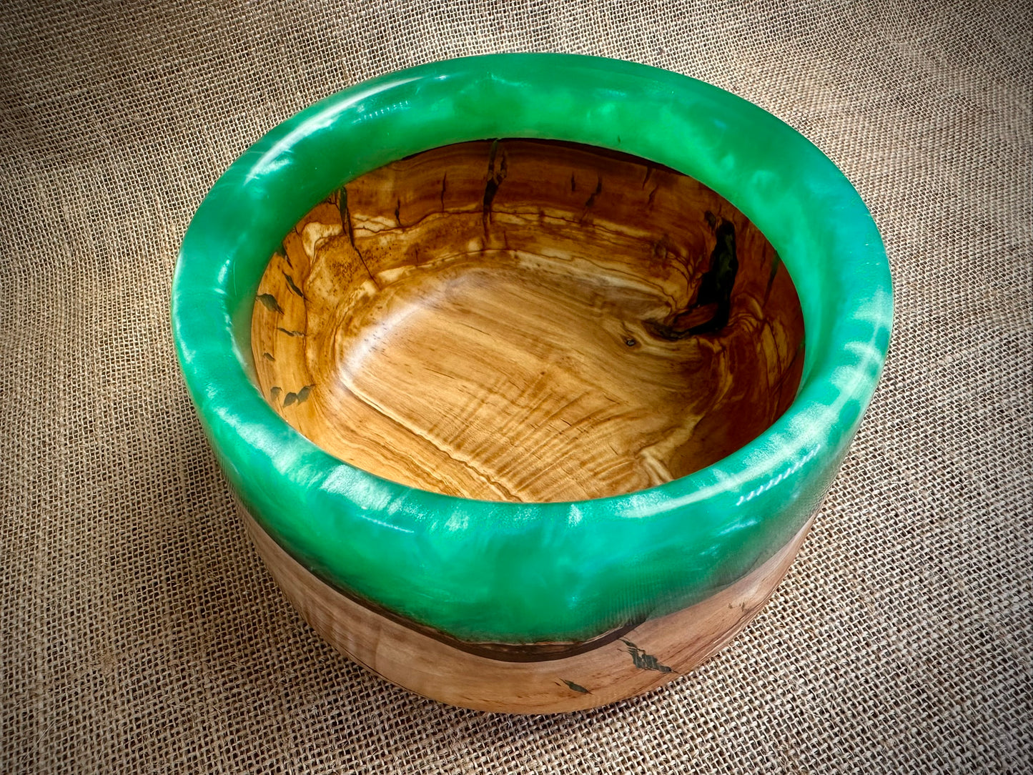 Rare Quilted West Australian Olive and Resin Bowl