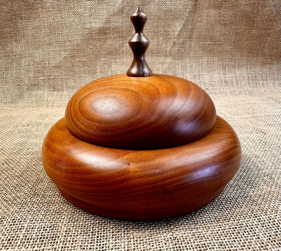 Delicate Cherry Box with Walnut Finial