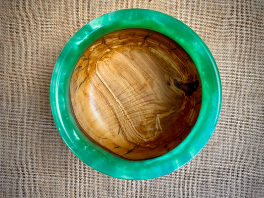 Rare Quilted West Australian Olive and Resin Bowl