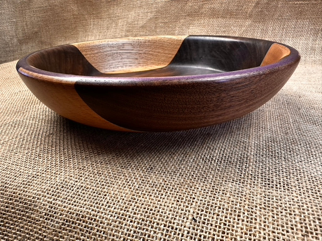 Segmented Deluxe Fruit Bowl with Purple Resin Inlay Rim