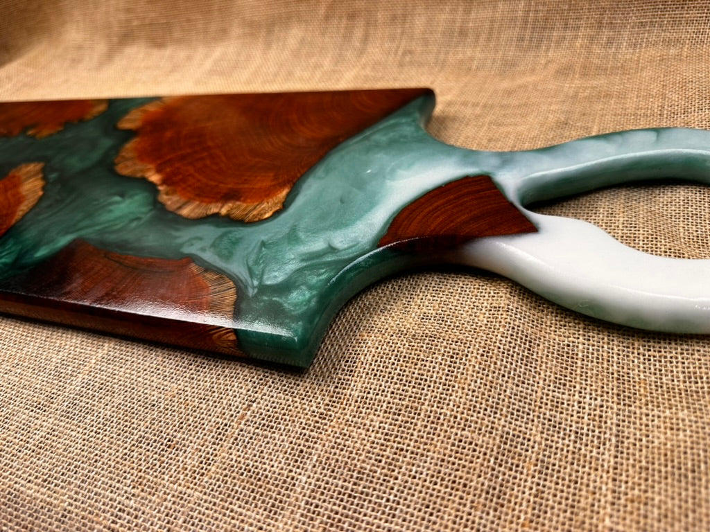 Red Gum and Jungle Green Resin Serving Board