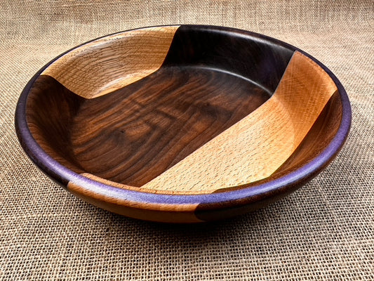 Segmented Deluxe Fruit Bowl with Purple Resin Inlay Rim