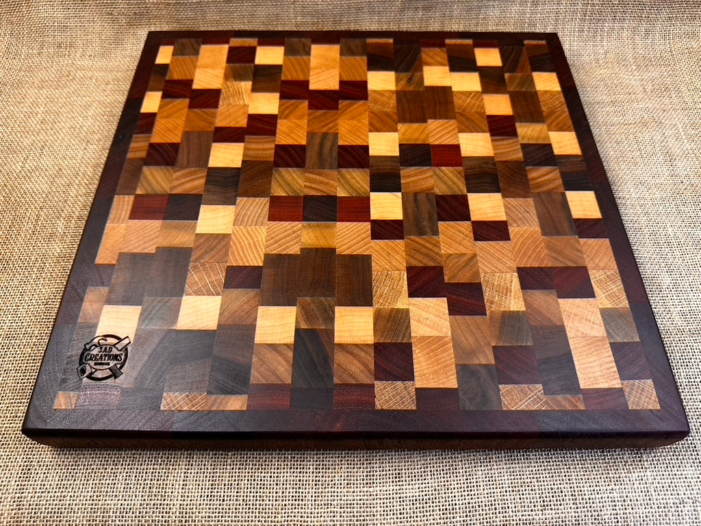 Luxury End Grain 'Chaos' Chopping Board with Jarrah Edge Border