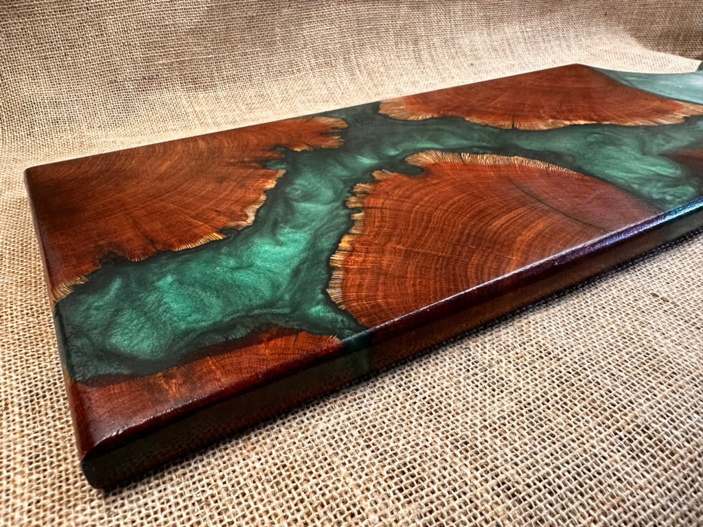 Red Gum and Jungle Green Resin Serving Board