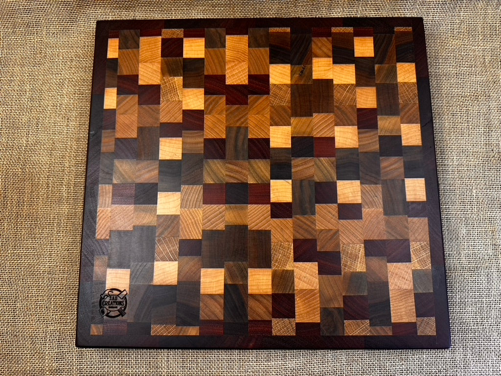 Luxury End Grain 'Chaos' Chopping Board with Jarrah Edge Border