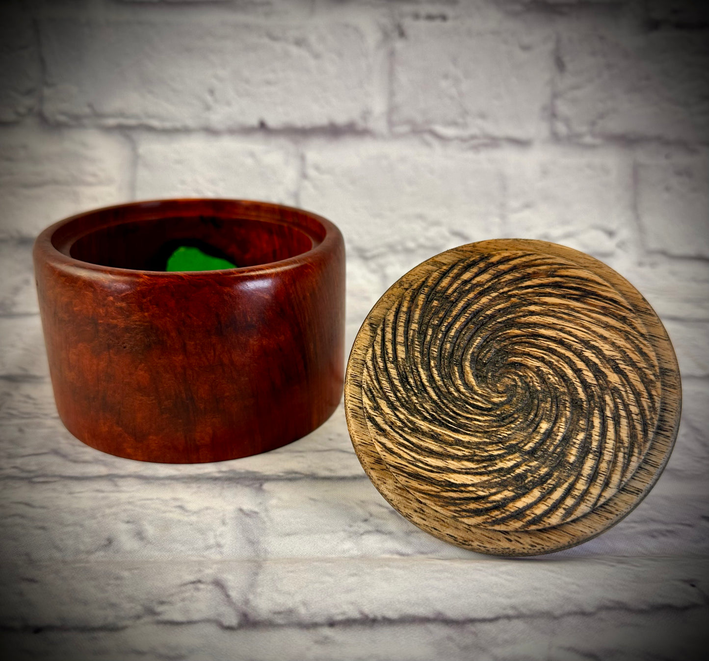 Sheoak and French Oak Box with Resin Window and Finial