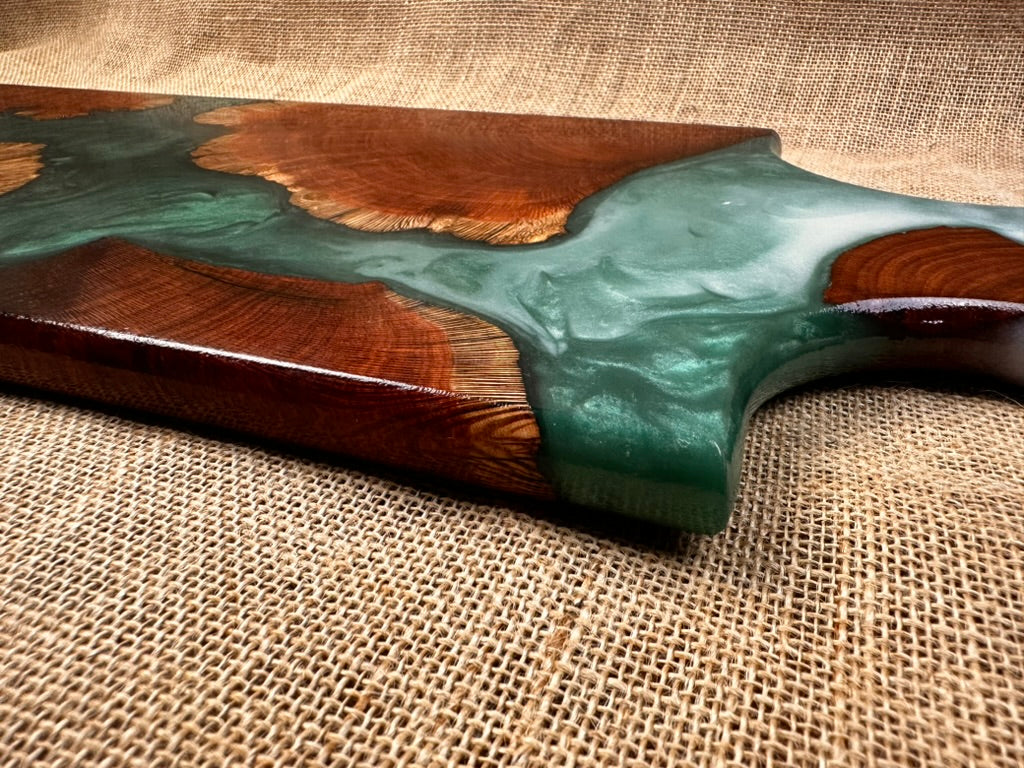 Red Gum and Jungle Green Resin Serving Board