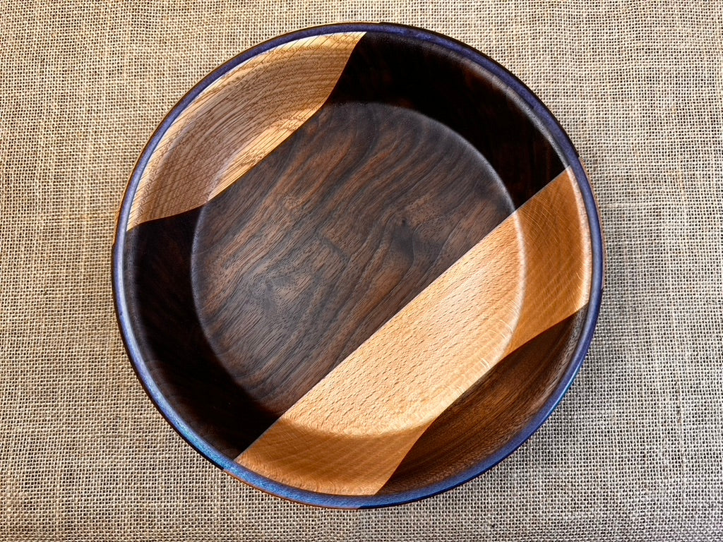 Segmented Deluxe Fruit Bowl with Purple Resin Inlay Rim